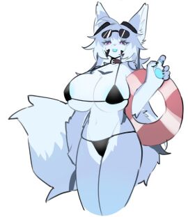 1girls areolae bikini blue_fur breasts female female_focus female_only fur furry furry_ears furry_female furry_only furry_tail large_breasts lifeguard looking_at_viewer shiyaa_stuff solo solo_female solo_focus