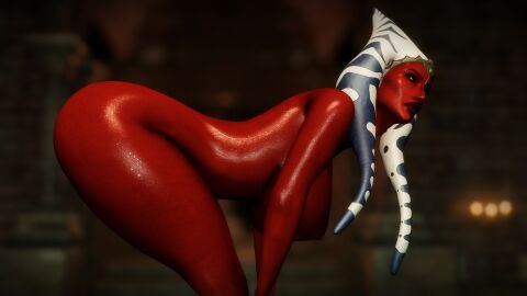 3d ass bare_shoulders bare_thighs bending_over big_ass big_breasts breasts curvaceous curvy curvy_figure eyeshadow female game_screenshot hips large_breasts lekku lekku_(anatomy) lips looking_at_viewer lube luscious_lips makeup naked nude queen_azara red_lips red_skin shaak_ti skyrim skyrim_modded star_wars sweat tentacle tentacle_hair thick thick_ass thick_thighs thighs togruta wet wet_body wet_skin wide_hips