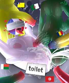 1girls 44waa29304 5boys algeria_(countryhumans) ass big_breasts big_penis blindfold blindfolded breasts chad_(countryhumans) countryhumans countryhumans_girl crowd_watching cum_in_ass cum_in_pussy female france_(countryhumans) hearts_around_head indochina_(countryhumans) madagascar_(countryhumans) male open_mouth peace_sign penis penis_over_head public_sex public_toilet pussy squirting_cum tagme toilet tongue tongue_out tunisia_(countryhumans) veiny_penis