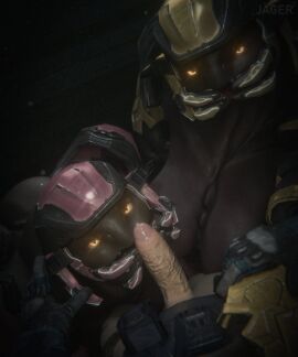 3d 3d_(artwork) absurd_res alien armor big_breasts breasts digital_media_(artwork) female female_sangheili first_person_view genitals glowing glowing_eyes group halo_(series) headgear helmet hi_res human imminent_oral imminent_sex jaeger3d looking_at_viewer male male/female mammal microsoft penis sangheili trio vein veiny_penis xbox_game_studios