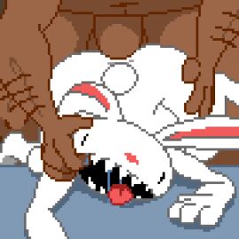 1:1 2boys anal anal_sex animated anthro anus ass balls big_ass big_butt bubble_ass bubble_butt canid canine canis cum cum_in_ass cum_inside cum_leaking cum_leaking_out_of_anus cumflated_belly cumflation dark-skinned_male dark_skin domestic_dog drooling filled_belly finger_in_mouth furry gay gay_sex huge_ass lagomorph male male_only max_(sam_and_max) penis pixel_animation pixel_art rabbit rear_view sam_and_max samuel_dog toilet_man white_body white_fur yaoi