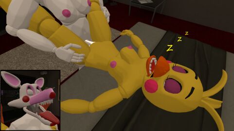 1futa 1girls 3d anthro beak chicaxmangle cum cum_in_pussy female five_nights_at_freddy's five_nights_at_freddy's_2 futa_on_female futanari intersex mangle_(fnaf) pussy sleeping toy_chica_(fnaf) vaginal_penetration
