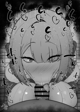 1boy 1girls :>= bare_shoulders big_breasts big_penis black_and_white blush breasts censored dark-skinned_male dark_skin detailed_background drooling evelyn_chevalier eyelashes fellatio female hair_over_one_eye heart human indoor inside interracial kurotama looking_at_viewer male male_pov oral oral_sex penis room saliva shiny shiny_skin short_hair sketch sound_effects squatting sweat text tongue tongue_out vein veins veiny veiny_penis visor zenless_zone_zero