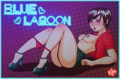 1girls 2d blush breasts brown_hair english_text female heavy_rain high_heels kathadarova legs madison_paige nipples panties panties_around_leg panties_around_legs panties_down partially_clothed quantic_dream short_hair skirt solo text twitter