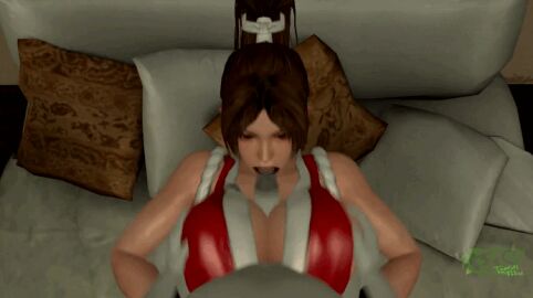1boy 1girls 3d 3d_animation animated bed bedroom blowjob boobjob boobs breasts fatal_fury female indoors king_of_fighters mai_shiranui male paizuri paizuri_under_clothes snk tezcatl-ayauhtli
