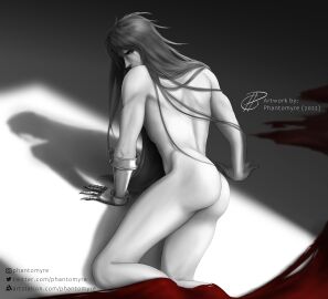 1boy ass final_fantasy final_fantasy_vii long-haired_male long_hair male male_only muscular naked naked_male solo vincent_valentine