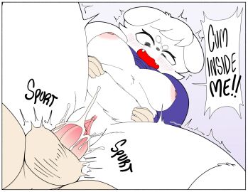 anthro balls bear bimbo_(bakery) bimbo_bear blush bo_(surrealtone) bodily_fluids breasts breeding canon cheek_tuft claimed claiming clothed clothing clothing_lift comic couple cum cum_inside cute_fangs dialogue duo eyelashes facial_tuft fangs female genital_fluids genitals hair hand_on_belly hi_res human imminent_impregnation imminent_pregnancy impregnation knocked_up male male/female mammal nipples no_going_back penetration penis permanent purple_clothing purple_topwear pussy round_ears shaking speech_bubble surrealtone teeth topwear trembling tuft vaginal_penetration vulva white_body white_hair