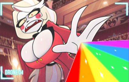 ai_edit bigger_&_better charlie_morningstar_(hazbin_hotel) cleavage clothed demon demon_girl edit female female_only hazbin_hotel huge_breasts no_bra revealing_clothes screenshot_edit