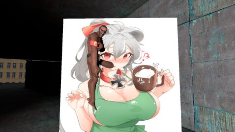 1boy 1girls 3d big_breasts blowjob breasts demoman_(team_fortress_2) female male maus milk team_fortress_2