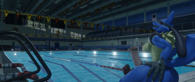 3d_(artwork) amphibian animal_genitalia animal_penis anthro ass bodily_fluids breasts canid cum digital_media_(artwork) drakebythelake duo equid equine equine_genitalia equine_penis erection fur futanari generation_4_pokemon genital_fluids genitals hand_on_ass hand_on_butt hi_res horse intersex lizard lizardman looking_at_viewer lucario male mammal nintendo nipples nude open_mouth penile penis pokemon pokemon_(species) poolside reptile salamander scalie smile solo solo_focus swimming_pool tail teeth tongue