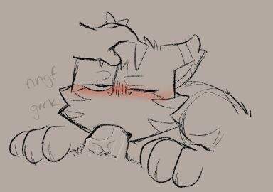 anthro blush cult_of_the_lamb felid feline fellatio fluffy hand_on_head lynx male male/male mammal massive_monster_(studio) oral penile penis rabiesram ratoo_(cult_of_the_lamb) sex solo ullr_(rabiesram)