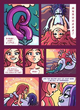 advertisement alien_pussy animated blue_eyes blue_hair chelsea_(ruby_gillman) clitoral_hood clitoris comic comic_page cum_on_face cumshot dialogue dreamworks dreamworks_animation ejaculation facial female female_ejaculation flirting huzuro jerking kraken lesbian_sex merfolk mermaid ocean orgasm promo promotional_art pussy red_hair ruby_gillman ruby_gillman teenage_kraken seaside squirting stroking tentacle tentacle_pussy tentacle_sex text universal_pictures universal_studios yuri