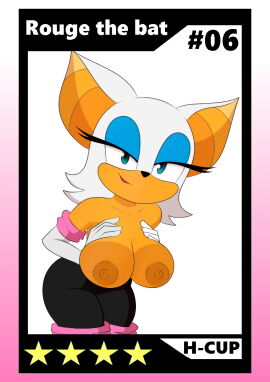 bat breasts eyeshadow female furry h0tty-h0tty-dude huge_breasts makeup nipples rouge_the_bat sonic_(series) sonic_the_hedgehog_(series) squeezing_breast squeezing_breasts_together
