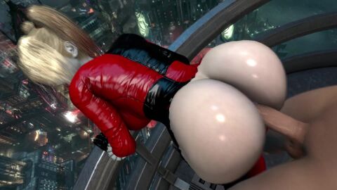 1boy 1boy1girl 1girls 3d 3d_(artwork) 3d_animation anal anal_sex animated ass_focus big_ass big_penis blonde_hair dantesfm doggy_style harley_quinn semi_nude tagme video viewed_from_above