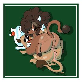 absurd_res anthro anus ass bedroom_eyes beverage big_ass big_butt blush bodily_fluids bovid bovine candy cattle cherry chocolate dairy_products dessert duo female female/female floppy_ears food food_creature fruit generation_2_pokemon genital_fluids genitals hi_res hooves horn ice_cream legwrap looking_pleasured mammal melting milkshake miltank mocha_(cowprintsoda) narrowed_eyes nintendo plant pokemon pokemon_(species) puffy_anus pussy seductive sex shake_(shakenbakecafe) shakenbakecafe slightly_chubby tribadism vaginal_fluids vaginal_penetration whipped_cream