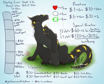 animal_genitalia balls black_body dragon feral genitals growth_drive hi_res kdream kinkydream male mythological_creature mythological_scalie mythology scalie smile smiling_at_viewer solo spikes spikes_(anatomy) text tongue tongue_out