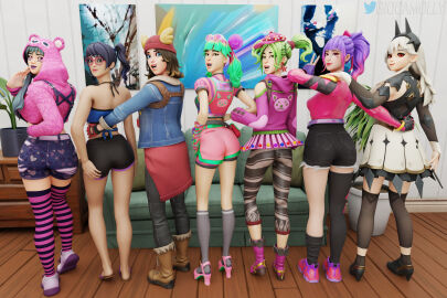 3d 7girls ass crystal crystal_(fortnite) female fortnite giocamolly leggings lexa_(fortnite) multiple_females multiple_girls skye_(fortnite) syd_(fortnite) thighhighs tracy_trouble tracy_trouble_(fortnite) tropical_punch_zoey zoey_(fortnite)