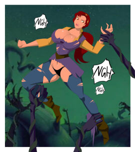 1girls alternate_breast_size ass big_ass big_breasts breasts cleavage clothed damaged_clothes damaged_clothing damsel_in_distress exposed_underwear female forest_background ghostlessm grabbed grimace hourglass_figure huge_breasts kayley large_breasts massive_breasts panties ponytail purple_clothing quest_for_camelot_(film) red_hair ripped_clothing ripped_pants struggling thick_ass thick_thighs torn_clothes trees trying_to_break_free trying_to_escape trying_to_resist voluptuous_female warner_brothers