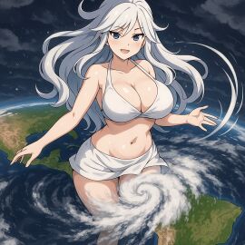 1girls ai_generated big_breasts bikini blue_eyes clothed clothed_female clouds curvy curvy_body curvy_female curvy_figure curvy_hips elemental_creature lambai11 long_hair mexico real_life self_upload sfw space white_hair white_skin