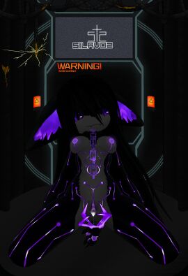 after_sex anthro black_body black_hair bodily_fluids breasts cable cervix chain_leash chains clitoris cum cum_in_pussy cum_inside domestic_cat electricity electronics fan_character felid feline felis female fur genital_fluids genitals glowing glowing_eyes hair hi_res imminent_sex impregnation kneeling laboratory leash long_hair looking_at_viewer made_in_abyss mammal markings metal narehate navel nippel presenting purple_eyes pussy silavos smile solo spread_legs spread_pussy spread_vulva spreading teeth television vrchat vulva watermark white_body white_fur