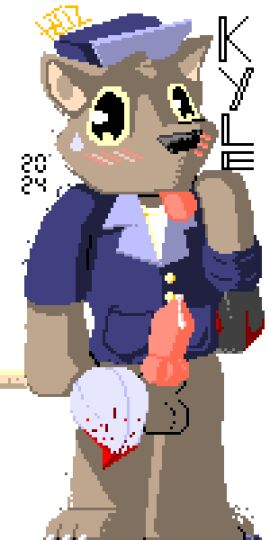 animal_genitalia animated anthro blush bodily_fluids buttoned_clothing canid canine canine_genitalia canis carrying_another carrying_partner carrying_position claws cleaning_tool clothed clothing digital_media_(artwork) erection genital_fluids genitals hat headgear headwear hi_res htjz-jhon janitor kyle_(the_werecleaner) male male_focus male_only mammal mop mythological_canine mythological_creature mythology pantsless pixel_(artwork) pixel_animation precum precum_string puppy_eyes shirt solo solo_male sweat sweatdrop the_werecleaner toe_claws tongue tongue_out topwear trash_bag watermark were werecanid werecanine werewolf white_clothing white_shirt white_topwear wolf