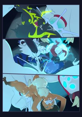 2024 3_toes ailurid anal anal_sex anthro arms_tied balls big_balls big_penis black_body black_fur blue_body blue_fur blue_penis bodily_fluids bound comic cum cum_from_mouth cum_from_nose cum_in_mouth cum_in_nose cum_inside cum_overflow cum_through duo eldritch_abomination eldritch_being electricity excessive_cum excessive_genital_fluids feet foreskin freezing fucked_silly fucked_to_exhaustion fur gay gay_sex genital_fluids genitals group hand_behind_back helmuth hi_res ice inflation lagomorph leporid long_tongue male male/male mammal metal_(artist) monster multi_eye original_character penetration penis rabbit red_panda size_difference spread_toes stomach_bulge stunbun toes tongue trio uncircumcised white_body white_fur