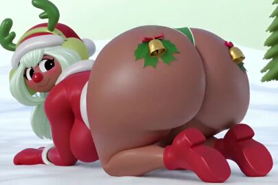 1girls 3d 3d_animation 3d_model ai_generated animated antlers ass ass_focus big_ass big_breasts brown_body christmas christmas_outfit dark-skinned_female dark_skin dolly_dimpley fat_ass female forest forest_background giant_ass gigantic_ass gloves heels huge_ass jiggling_ass large_ass looking_at_viewer looking_back morraschid4s no_sound on_all_fours panties santa_costume santa_hat smiling smiling_friends snow tagme twerking video
