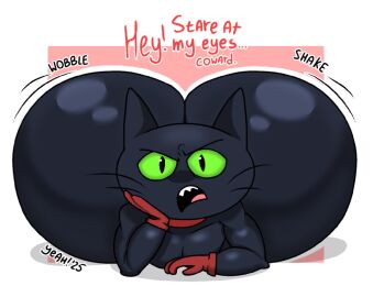 1boy 2025 anthro arm_support ass big_ass black_body black_fur cartoon_network clothing domestic_cat english_description english_text exclamation_point felid feline felis front_view fur furry gloves green_eyes handwear hi_res huge_ass hyper hyper_ass lying male mammal mao_mao:_heroes_of_pure_heart objectdicks on_front open_mouth pink_background red_clothing red_gloves red_handwear red_scarf scarf sharp_teeth sheriff_mao_mao_mao simple_background solo solo_male talking_to_viewer teeth text whiskers yeah_(artist)