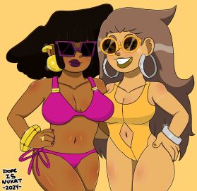 2girls dopeisnukat female maxine_watts_(dopeisnukat) nia_palmar_(dopeisnukat) original original_character original_characters sfw sunglasses swimsuit
