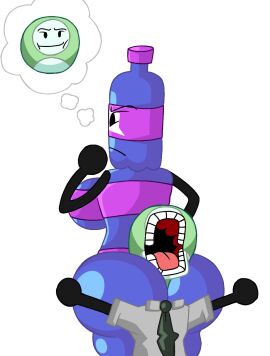 battle_for_dream_island bfdi buttoned_shirt crushed_by_ass female goth_girl meme meme_reference object_shows objectpunk_(artist) original_characters profile_picture soda_bottle swimwear thought_bubble tie unaware