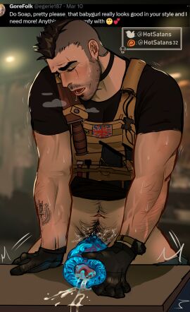 1boy abs activision bara beard biceps big_penis blush call_of_duty call_of_duty_modern_warfare_2_(2022) clothing cum erection genital_fluids hotsatans john_mactavish male male_only male_pubic_hair masculine_male masturbation mature_male mohawk mohawk_(hairstyle) muscular muscular_male orgasm pecs penis pubic_hair sex_toy soap_(modern_warfare_2) sweat sweating tight_clothing yaoi