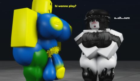 1futa 1girls 3d ass balls baseplate big_ass big_balls big_breasts big_cock black_hair breasts dialogue english_text female futa_on_female futanari huge_breasts huge_cock intersex lesbian noob penis pumpkinlesspie roblox roblox_avatar robloxian tagme tagme_(artist) text thick_thighs white_body