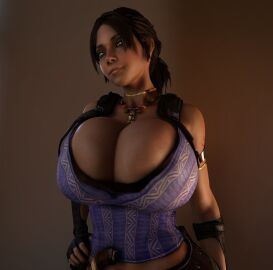 1girls 3d 3d_(artwork) alternate_breast_size belt big_breasts big_hips breasts breasts_bigger_than_head brown_eyes brown_hair capcom cleavage clothed clothed_female female female_only fingerless_gloves gloves hand_on_hip hand_on_own_hip hips hourglass_figure huge_breasts human human_female large_breasts pants resident_evil resident_evil_5 sheva_alomar slim_waist solo solo_female tactical_gear top_heavy top_heavy_breasts vaako wide_hips