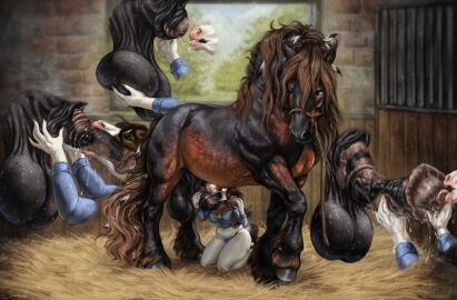 absurd_res animal_genitalia animal_penis anthro anthro_on_feral anthro_penetrated ball_fondling balls barn belly big_balls big_penis black_balls black_body black_fur black_penis bodily_fluids body_worship breasts brown_body brown_fur brown_mane clothed clothed_sex clothing draft_horse duo equid equine equine_genitalia equine_penis erection feathers fellatio female female_on_feral female_penetrated feral feral_penetrating feral_penetrating_anthro flared_penis fondling fur genital_fluids genital_worship genitals hay hi_res hooves horse huge_filesize inside intraspecies intraspecies_bestiality larger_feral larger_male licking male male/female male_penetrating male_penetrating_female mammal mane medial_ring multicolored_penis noz_orlok oral oral_penetration orange_body orange_eyes orange_fur penetration penile penis penis_lick penis_worship precum precum_string quadruped saggy_balls scarla_(scarlanya) scarlanya sex size_difference smaller_anthro smaller_female tongue two_tone_penis zoophilia