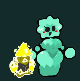 ass big_ass big_breasts breasts green_skin happy jsab just_shapes_and_beats male moyopoto3 plant_(jsab) shape_head smaller_male thick_thighs triangle_(jsab) triangle_head