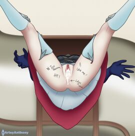 1girls after_sex anus artsyanthony ass blue_gloves body_writing boots clothed cum cum_inside elbow_glove elbow_gloves female female_only gloves long_gloves opera_gloves pussy rwby shaved_pussy skirt stuck stuck_in_wall tagme tally tally_marks weiss_schnee