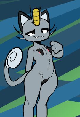 2024 abstract_background alolan_form alolan_meowth anthro areola biped camel_toe cameltoe colored eyelashes female flat_chested fur generation_7_pokemon grey_body grey_fur half-closed_eyes hand_behind_back hi_res long_tail looking_at_viewer mostly_nude narrowed_eyes navel nervous nervous_smile nintendo nipple_slip nipple_tape pasties pirpole_haze pokemon pokemon_(species) portrait pussy pussy_tape regional_form_(pokemon) shy smile solo standing tail tape three-quarter_portrait whiskers wide_hips