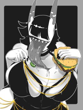 ahp_(gpsdvice) big_breasts breasts burger female gps-device huge_breasts long_tongue original sharp_teeth