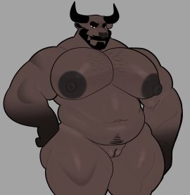 anthro bara beard big_pecs bovid bovine bull cuntboy cuntboy_only facial_hair furry intersex male male_only milkblend muscles muscular muscular_chest muscular_cuntboy muscular_male nude pecs pussy solo solo_male yaoi