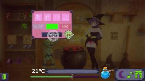 1boy animated black_choker black_gloves black_thighhighs blush breasts cg choker claws closed_eyes collar colored_skin elbow_gloves fellatio female flask gloves goblin green_skin indoors jar kneeling large_breasts long_hair magic magic_circle nude official_art oral penis plant pointy_ears potion purple_hair sound spikes squatting straight tagme teeth thighhighs uncensored video witch_(witch_seed_gsa) witch_seed_(goblin_slave_alchemy)