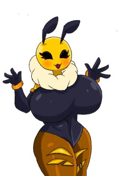 1girls amber_(golden_froggy) bee bee_girl big_breasts breasts female female_focus female_only golden_froggy tagme