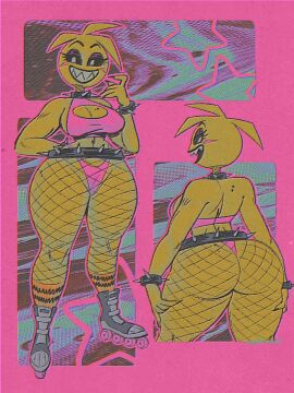 ass ass_cleavage backboob backless_outfit backsack balls ballsack bikini breasts clothing_cutout collar curvy_figure female five_nights_at_freddy's goth male perfect_body presenting_ass retro_artstyle sexy solo spiked_collar spikes thick thick_thighs toy_chica_(fnaf) wolftang