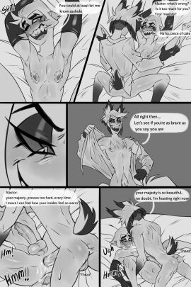 absurd_res alastor_(hazbin_hotel) anal anal_sex angel animal_humanoid antlers anus ass ass_grab balls bed big_penis bite_mark blush bodily_fluids butt_grab claws clothed clothing deer deer_humanoid demon demon_humanoid dialogue duo english_text erection fallen_angel fangs fluffy fluffy_tail from_front_position furniture genital_fluids genitals hair hand_on_ass hand_on_butt hazbin_hotel hi_res horn humanoid looking_pleasured lucifer_morningstar_(hazbin_hotel) lying male male/male male_penetrated male_penetrating male_penetrating_male mammal mammal_humanoid missionary_position nipples nude on_back on_bed open_mouth open_smile partially_clothed penetration penile penile_penetration penis penis_in_ass pubes sex smile sweat sweetys_h tail teeth text tongue vein veiny_penis