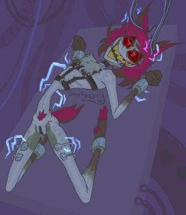 alastor_(hazbin_hotel) animated bondage cervid cuntboy cuntboy_only deer deer_humanoid deer_tail demon electricity electrocution epilepsy_warning flashing_lights gagged gif goofberry hazbin_hotel humanoid intersex male male_only mind_control nude pussy pussy_juice pussy_juice_drip restrained sketch tail tech_control trapped vagina wires