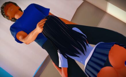1boy 1girls 3d 3d_render 3dcg ass black_hair blowjob cheating female hayase_nagatoro human long_hair male netorare please_don't_bully_me nagatoro pussy