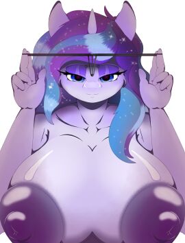 absurd_res anthro big_breasts breasts clothing female fur hasbro hi_res horn kristalical_emalyn my_little_pony nipples panties panties_trend ponytown prroazul purple_body purple_fur solo underwear