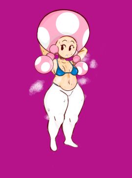 1girls belly blue_bra blue_thong bra breasts eyelashes female female_in_heat female_only in_heat leggings mario_(series) mob_face mushroom_girl mushroom_humanoid nintendo pant pants purple_background pussy pussy_outline shirtless shirtless_female solo solo_female steaming_body sweat sweaty tagme tagme_(artist) thick_thighs thong_peek tight_clothing tight_pants tight_pussy toadette twintails unknown_artist unknown_source white_leggings