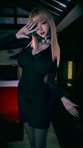 1girls 3d 4k bedroom big_breasts blonde_hair blue_eyes breasts choker chromatic_aberration costume crashbanditkut cute cute_face eyebrow_piercing eyebrows female female_focus hair hi_res high_resolution highres house light-skinned_female light_skin lips lipstick long_hair long_nails looking_at_viewer nose_piercing original original_character piercing red_lipstick septum_piercing solo stockings virt-a-mate virtamate