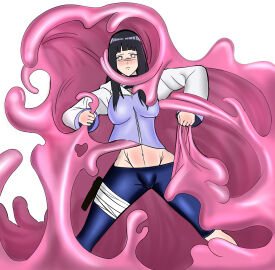 1girls absorbtion absorption_vore black_hair dragon_ball_z female female_prey hyuuga_hinata kunoichi lavender_eyes long_hair naruto_(series) naruto_shippuden slime slime_vore vore