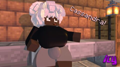 1futa 3d breasts bulge cassandra_(influence_icy) dark-skinned_futa dark_skin futa_only futanari huge_breasts huge_bulge influence_icy intersex mine-imator minecraft solo solo_futa